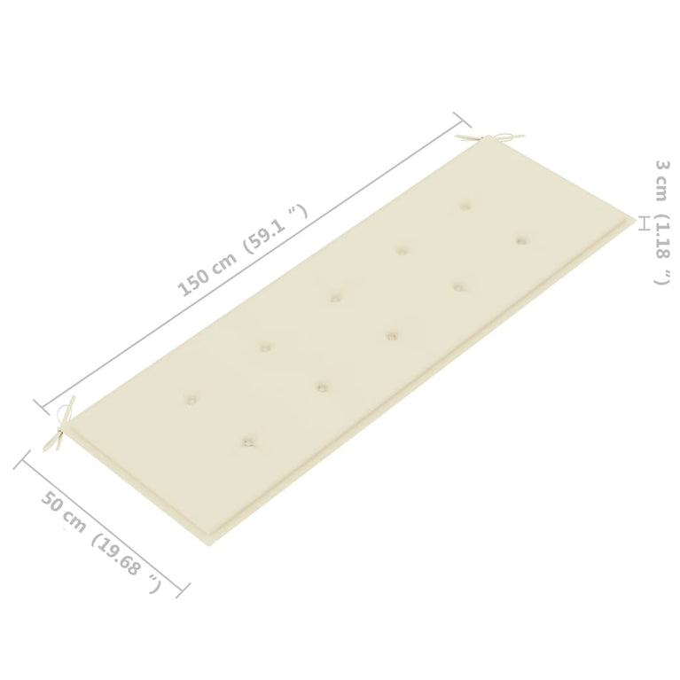 Tuinbank stapelbaar met kussen 159 cm massief teakhout MeubelReus