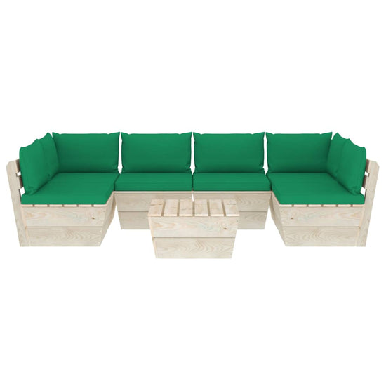 7-delige Loungeset met kussens pallet vurenhout MeubelReus