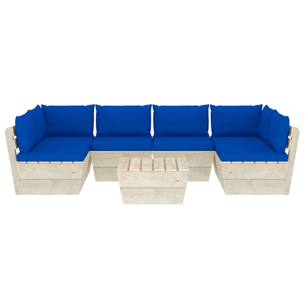 7-delige Loungeset met kussens pallet vurenhout MeubelReus