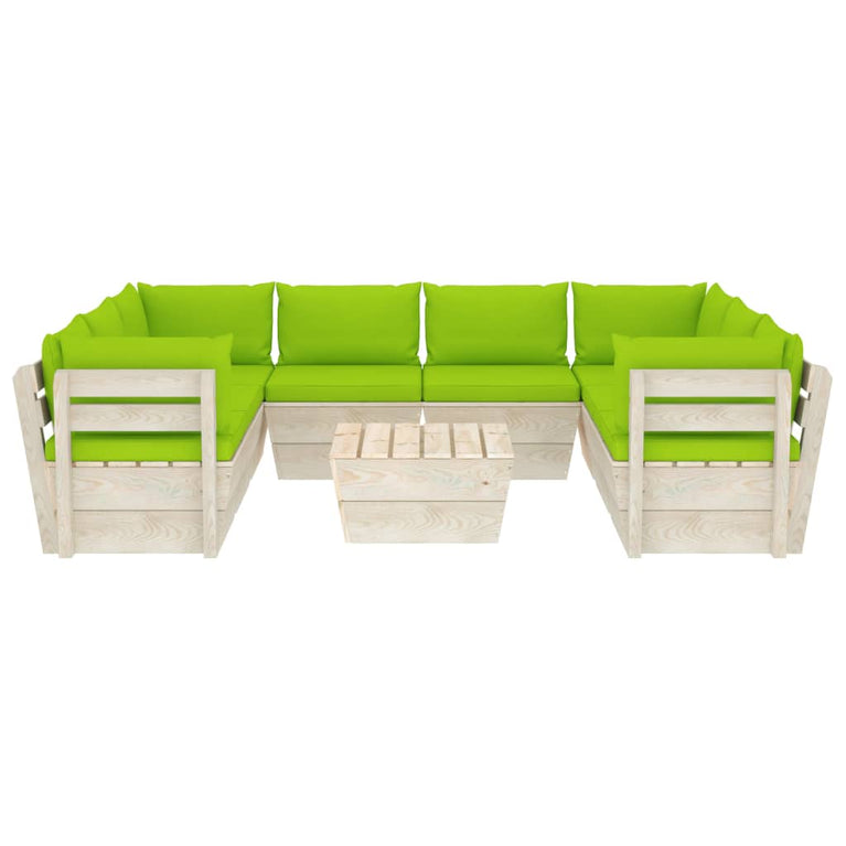 9-delige Loungeset met kussens pallet vurenhout MeubelReus