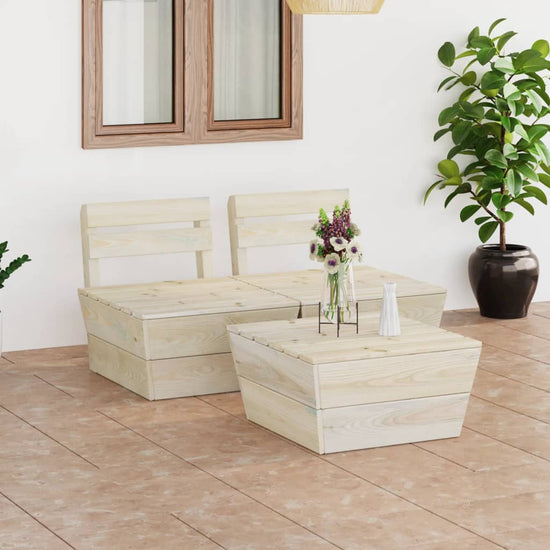 3-delige Loungeset pallet geïmpregneerd vurenhout MeubelReus