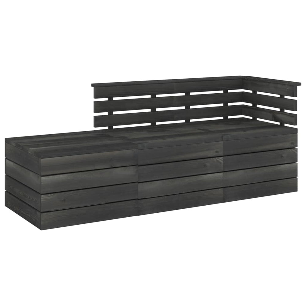 3-delige Loungeset pallet massief grenenhout donkergrijs MeubelReus