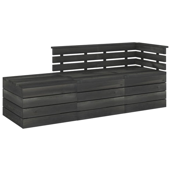 3-delige Loungeset pallet massief grenenhout donkergrijs MeubelReus