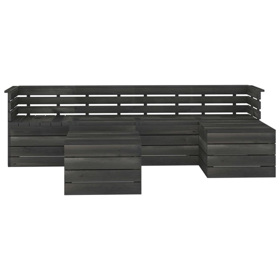 6-delige Loungeset pallet massief grenenhout donkergrijs MeubelReus