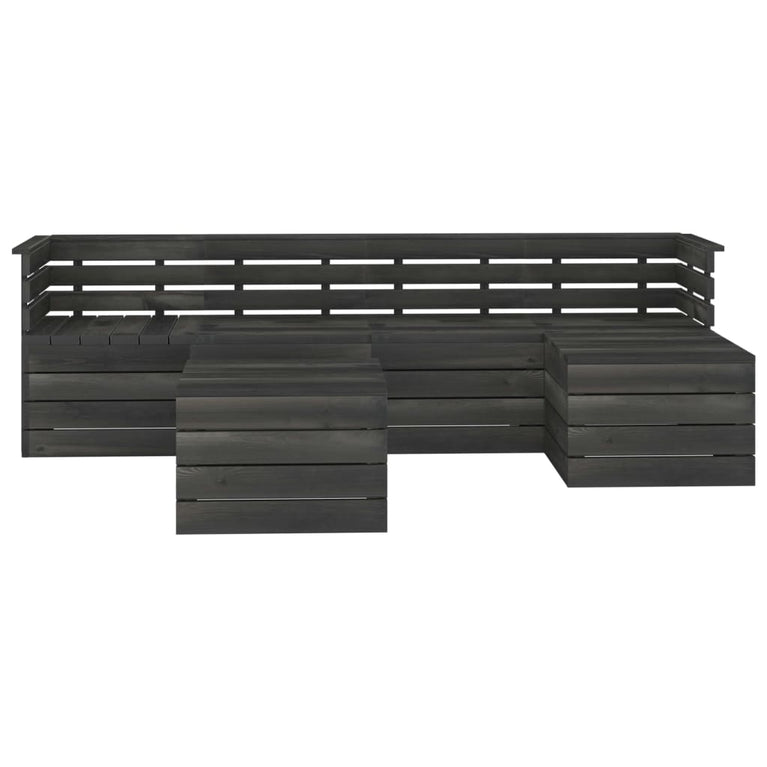 6-delige Loungeset pallet massief grenenhout donkergrijs MeubelReus