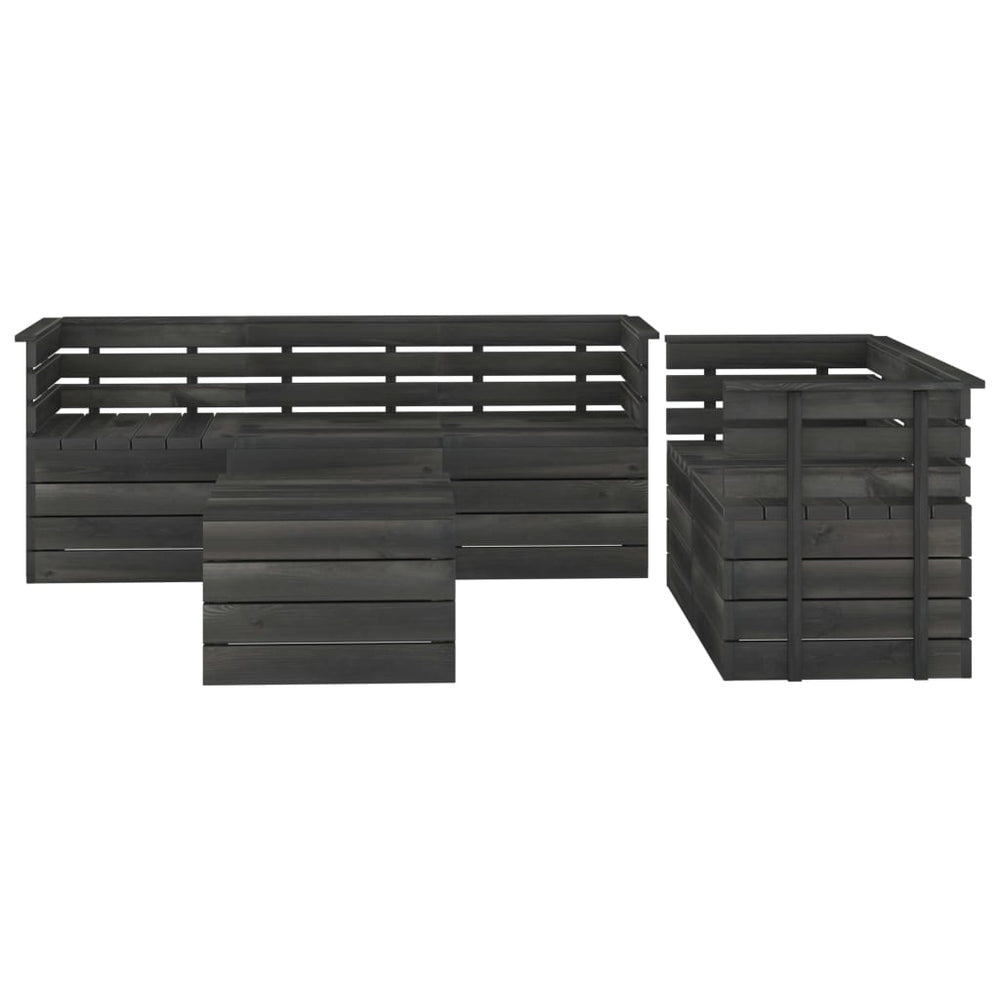 6-delige Loungeset pallet massief grenenhout donkergrijs MeubelReus