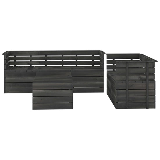 6-delige Loungeset pallet massief grenenhout donkergrijs MeubelReus