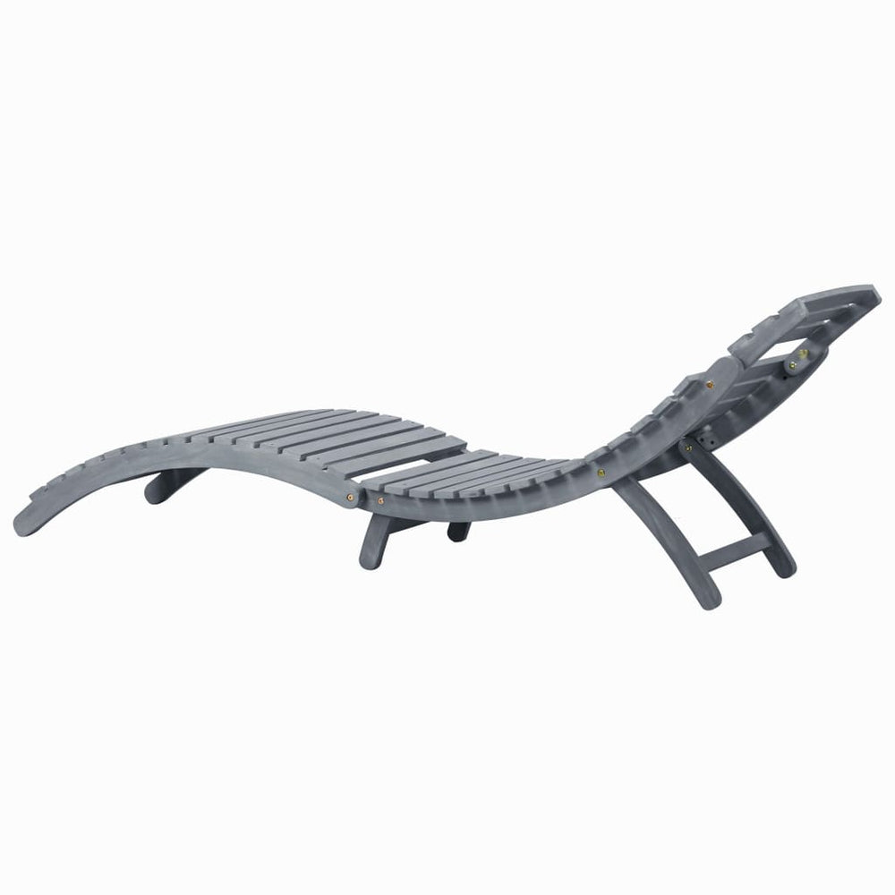 Ligbed met kussen massief acaciahout grijs MeubelReus