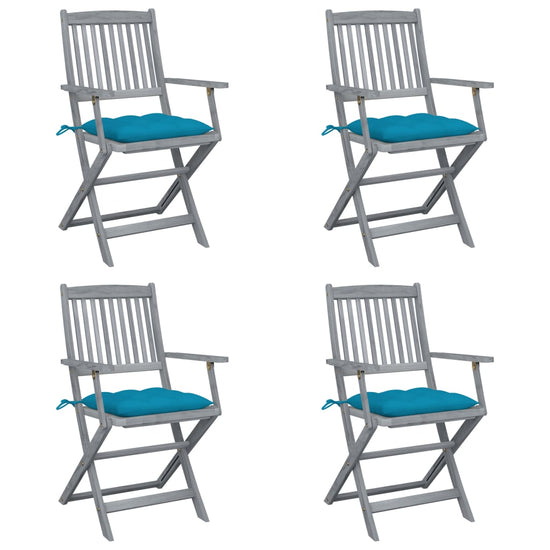 Tuinstoelen 4 st inklapbaar met kussens massief acaciahout MeubelReus