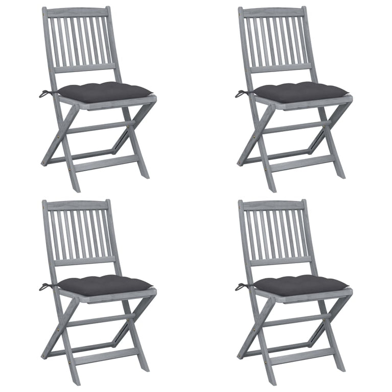 Tuinstoelen 4 st inklapbaar met kussens massief acaciahout MeubelReus