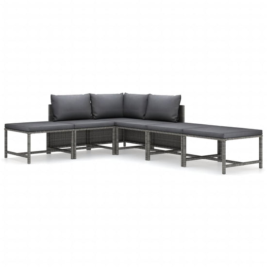 6-delige Loungeset met kussens poly rattan grijs MeubelReus