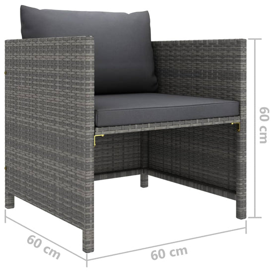 6-delige Loungeset met kussens poly rattan grijs MeubelReus