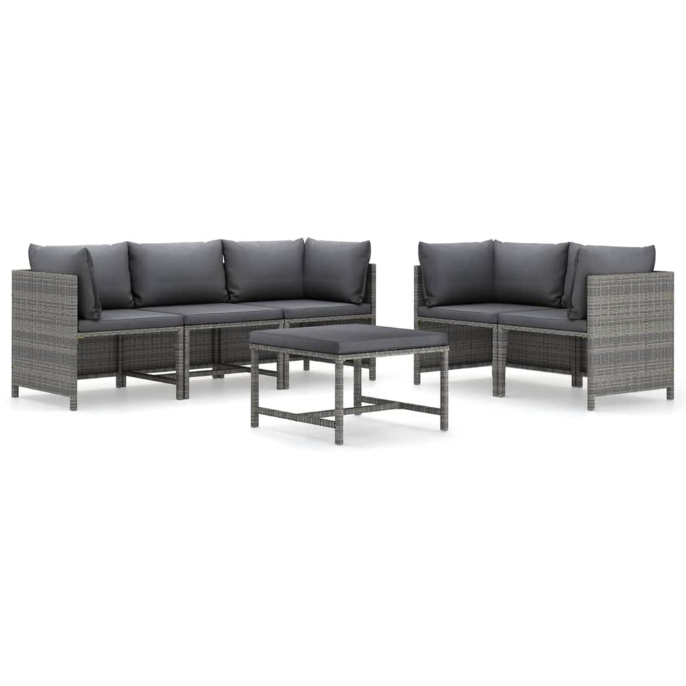 6-delige Loungeset met kussens poly rattan grijs MeubelReus