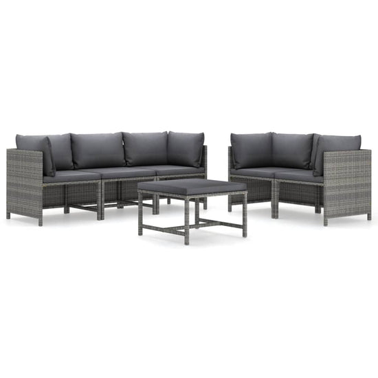 6-delige Loungeset met kussens poly rattan grijs MeubelReus