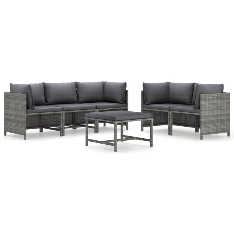 6-delige Loungeset met kussens poly rattan grijs MeubelReus