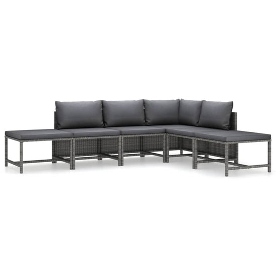 6-delige Loungeset met kussens poly rattan grijs MeubelReus