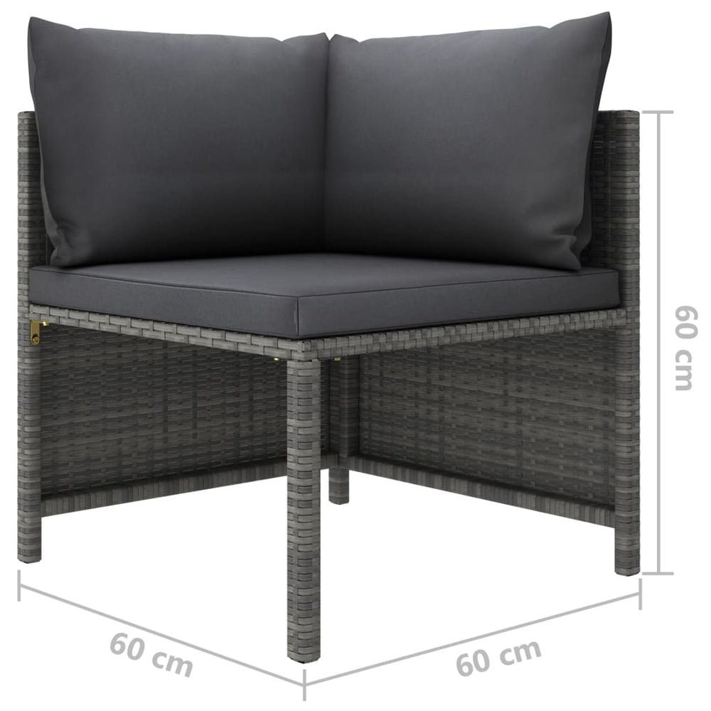 6-delige Loungeset met kussens poly rattan grijs MeubelReus