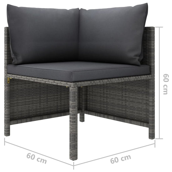 8-delige Loungeset met kussens poly rattan grijs MeubelReus