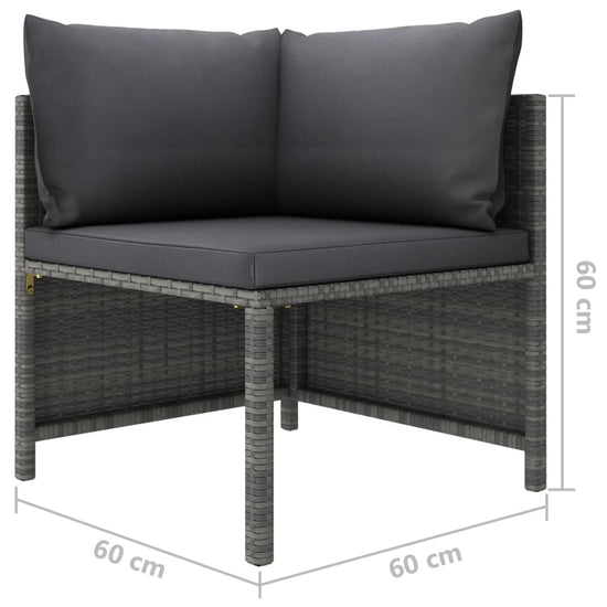9-delige Loungeset met kussens poly rattan grijs MeubelReus