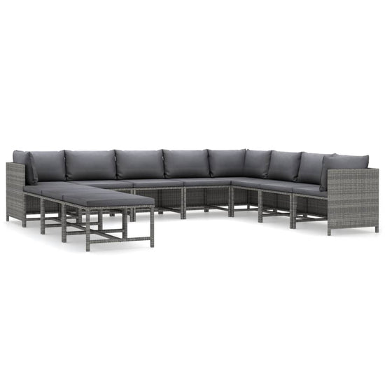 11-delige Loungeset met kussens poly rattan grijs MeubelReus