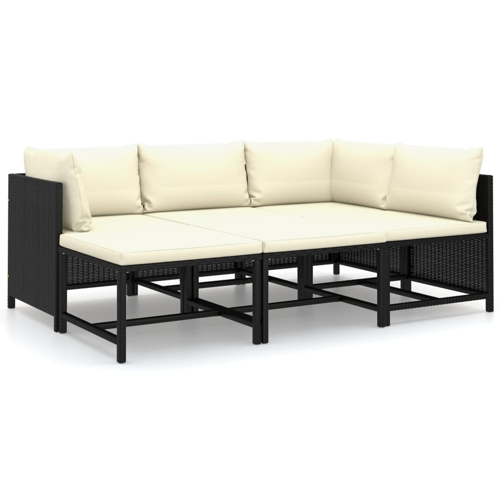 6-delige Loungeset met kussens poly rattan zwart MeubelReus
