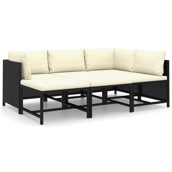 6-delige Loungeset met kussens poly rattan zwart MeubelReus