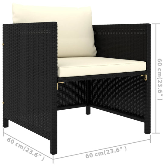 7-delige Loungeset met kussens poly rattan zwart MeubelReus
