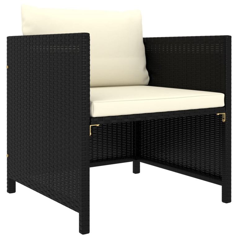 12-delige Loungeset met kussens poly rattan zwart MeubelReus