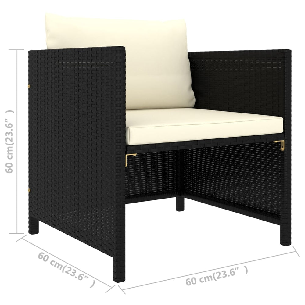 12-delige Loungeset met kussens poly rattan zwart MeubelReus