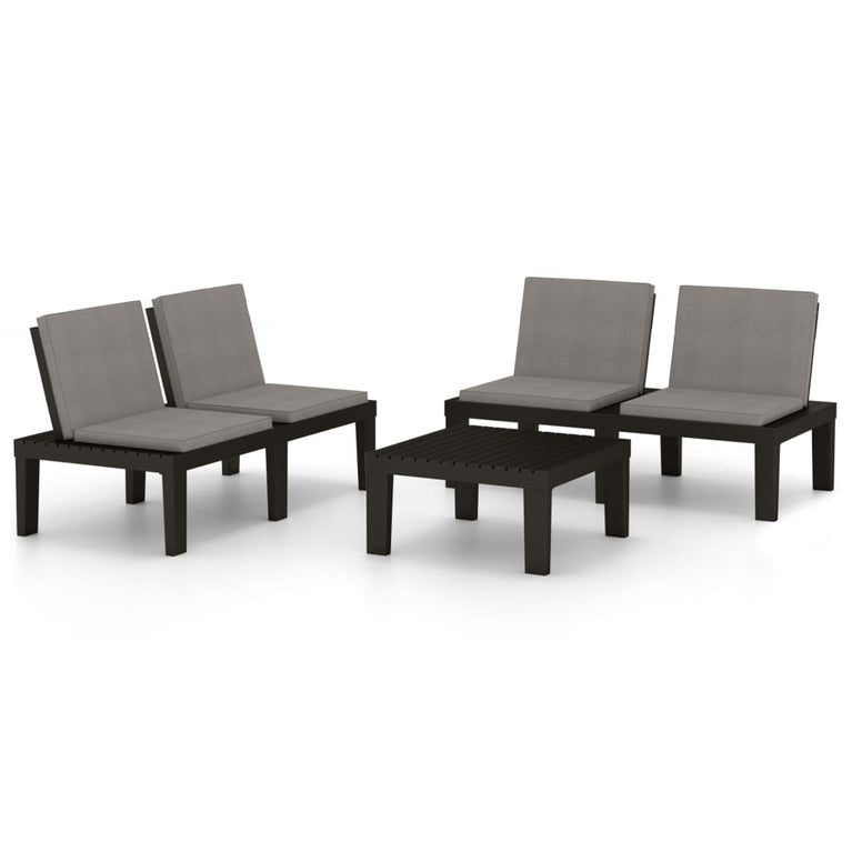 3-delige Loungeset met kussens kunststof grijs MeubelReus