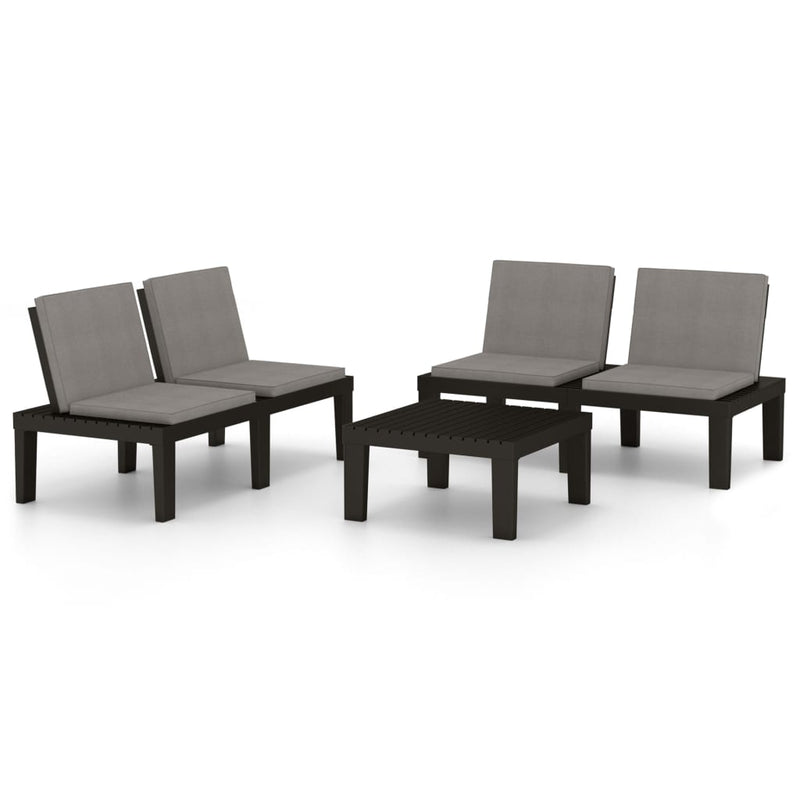 3-delige Loungeset met kussens kunststof grijs MeubelReus