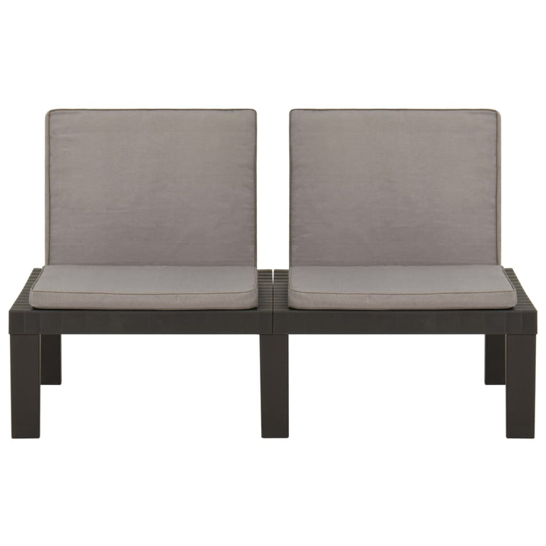 3-delige Loungeset met kussens kunststof grijs MeubelReus