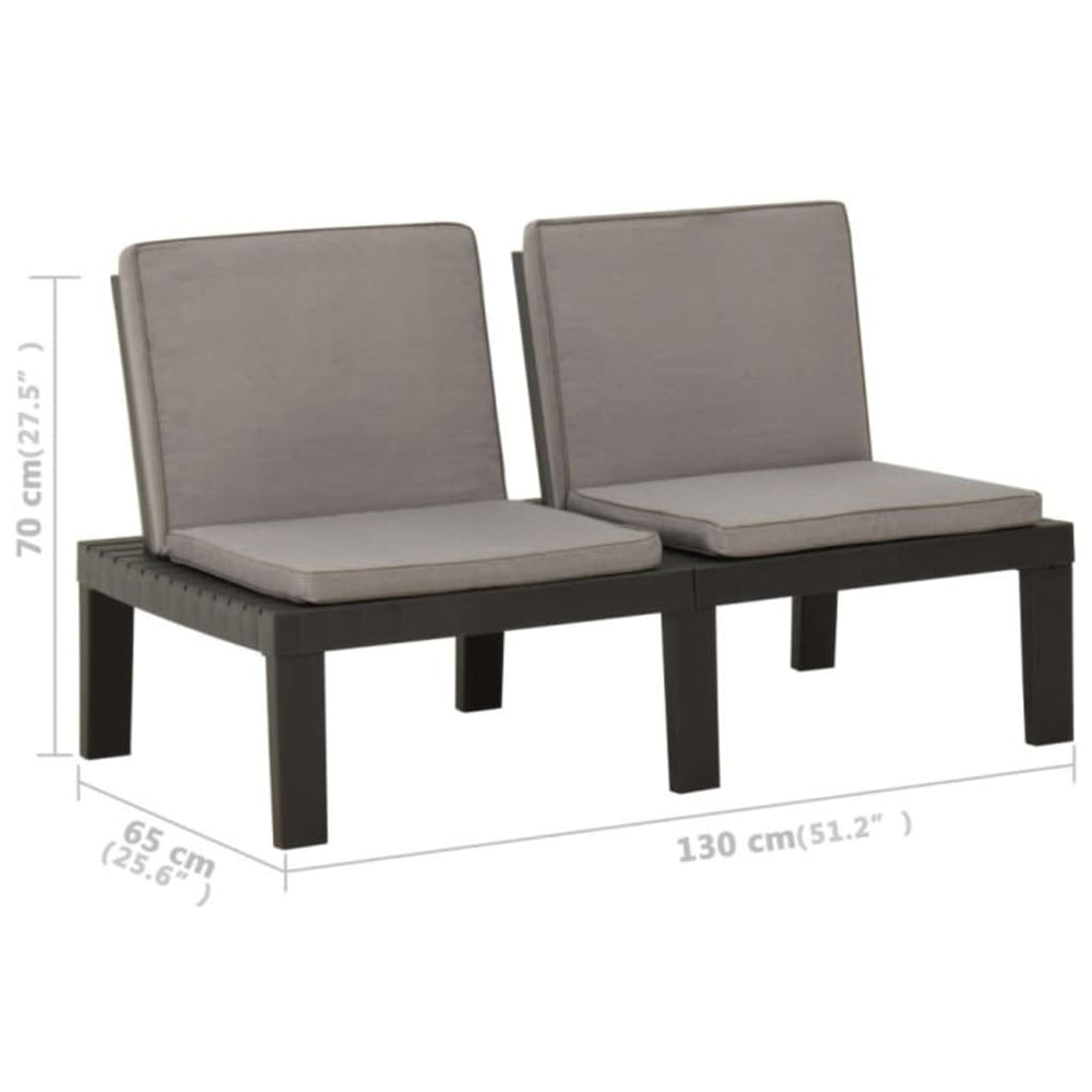 3-delige Loungeset met kussens kunststof grijs MeubelReus
