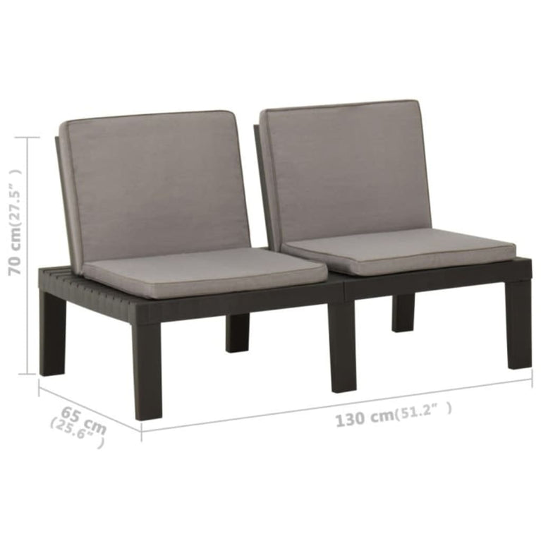 3-delige Loungeset met kussens kunststof grijs MeubelReus