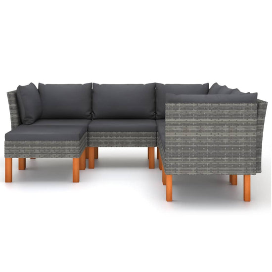 6-delige Loungeset met kussens poly rattan grijs MeubelReus