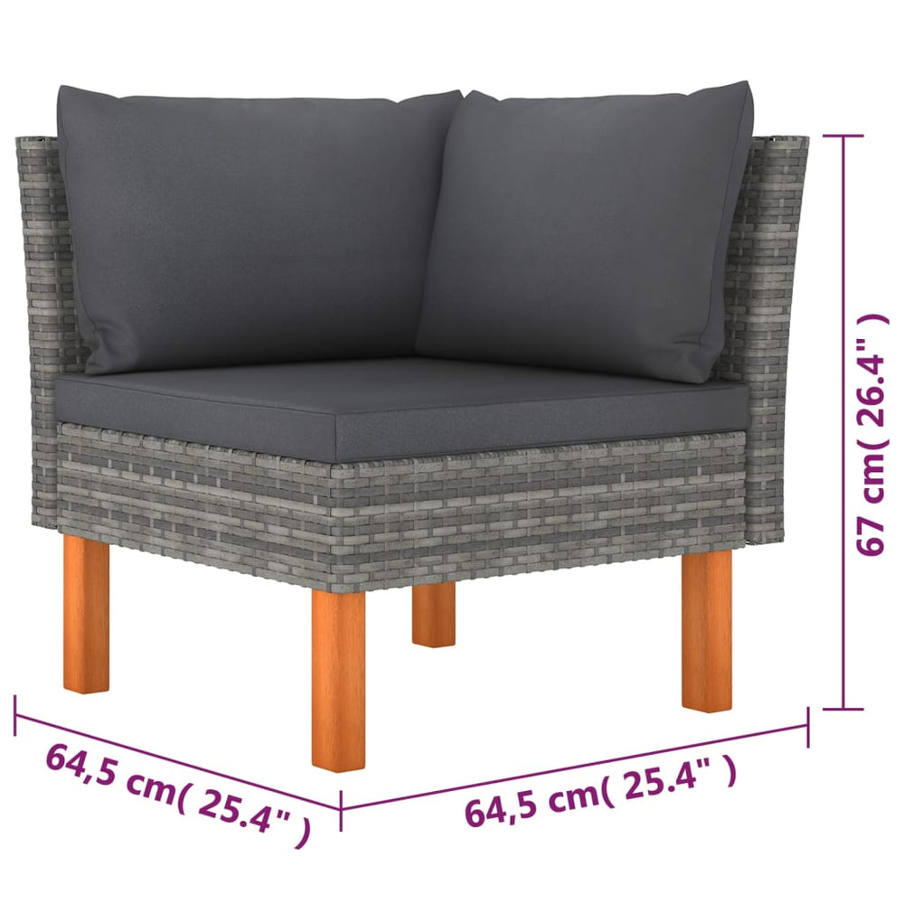 6-delige Loungeset met kussens poly rattan grijs MeubelReus