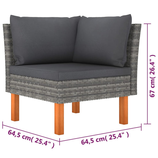 6-delige Loungeset met kussens poly rattan grijs MeubelReus