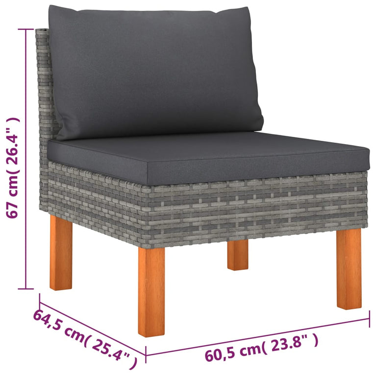 6-delige Loungeset met kussens poly rattan grijs MeubelReus