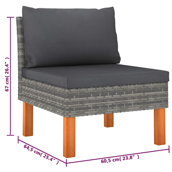 6-delige Loungeset met kussens poly rattan grijs MeubelReus