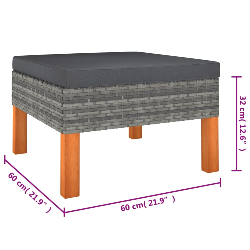 6-delige Loungeset met kussens poly rattan grijs MeubelReus