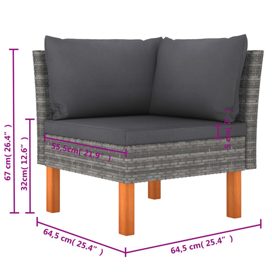 6-delige Loungeset met kussens poly rattan grijs MeubelReus