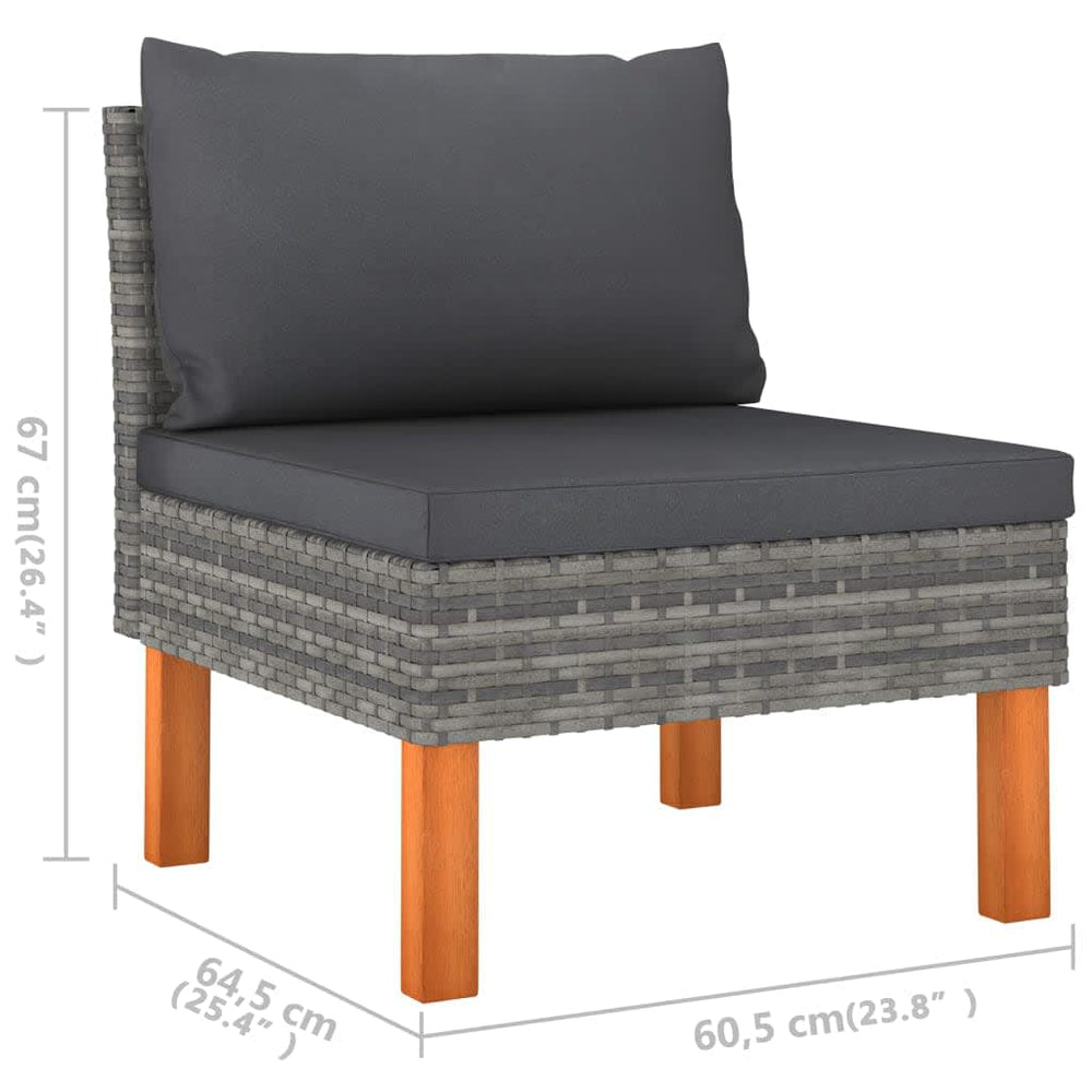 6-delige Loungeset met kussens poly rattan grijs MeubelReus