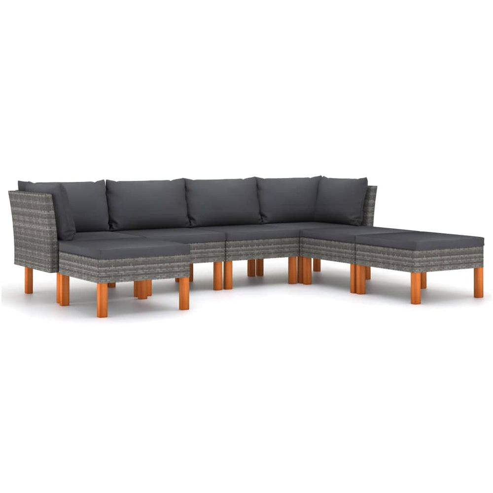 7-delige Loungeset met kussens poly rattan grijs MeubelReus
