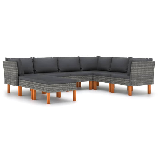 8-delige Loungeset met kussens poly rattan grijs MeubelReus