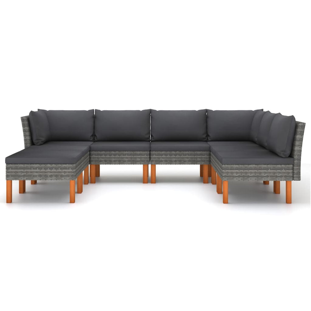 8-delige Loungeset met kussens poly rattan grijs MeubelReus