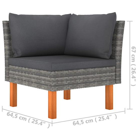 8-delige Loungeset met kussens poly rattan grijs MeubelReus