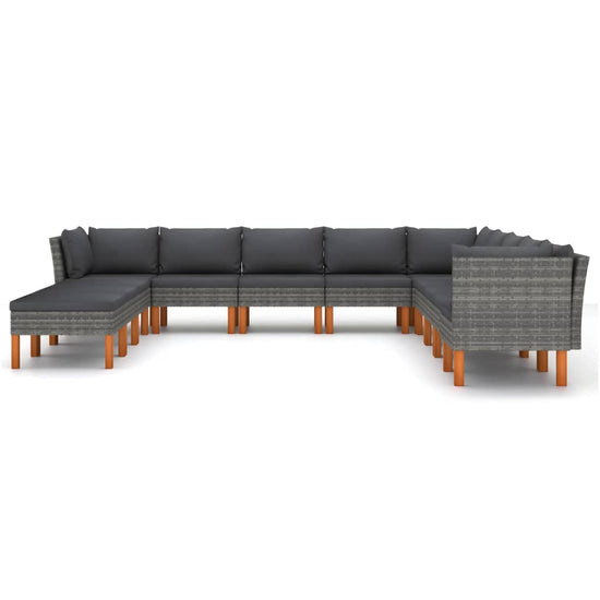 12-delige Loungeset met kussens poly rattan grijs MeubelReus