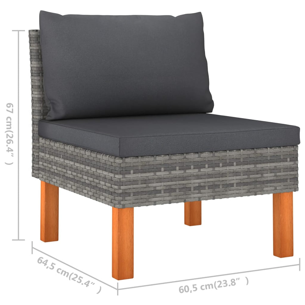 12-delige Loungeset met kussens poly rattan grijs MeubelReus