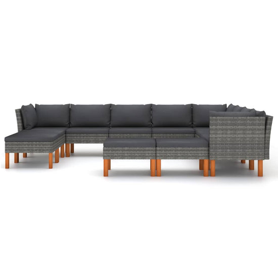 12-delige Loungeset met kussens poly rattan grijs MeubelReus
