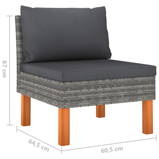 9-delige Loungeset met kussens poly rattan grijs MeubelReus